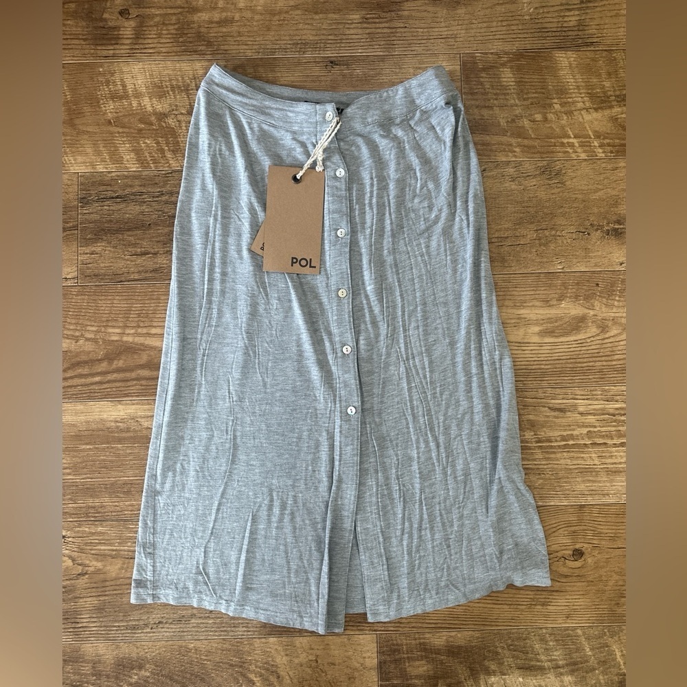 POL Women's Gray Button-Down Skirt Size Small Coastal Spring Summer